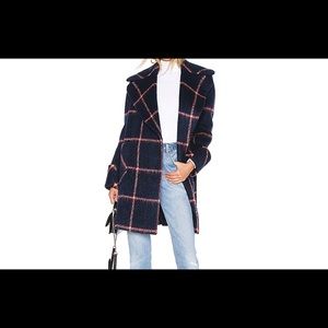 KENDALL + KYLIE oversized wool blue plaid coat!!